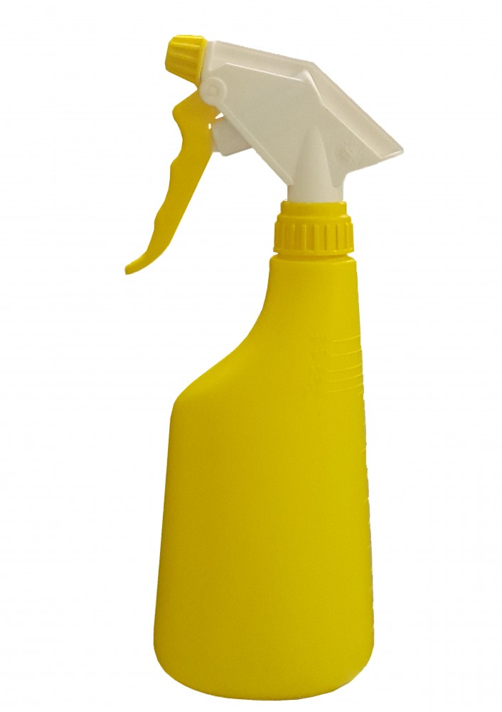 Sprühflasche, gelb 600ml mit Dosiermarkierungen für Desinfektionsmittel inkl. Sprühkopf