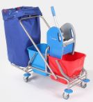 Ausgestatteter Doppelfahrwagen Plus, Edelstahl 2 x 17 Liter (ohne Sack)